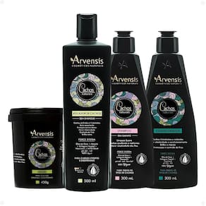 Kit Arvensis Cachos Naturais Cabelos Crespos e Crespíssimos: Shampoo 300ml, Condicionador 300ml, Máscara 450g e Ativador de Cachos 500ml
