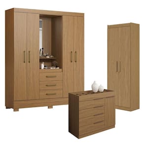 Guarda Roupa Solteiro Paris 2045150 com Armário Multiuso 2000191 e Cômoda Sevilha Atacama - Aramóveis