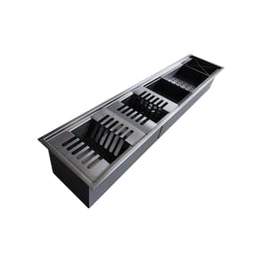Calha Úmida Gourmet Escorredor de Cozinha Canal Organizador 86x19 Aço Inox Preta