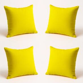 Kit 4 Almofada Decorativa 42cm Em Suede Fofinha Lisa para Sofá Amarelo