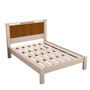 Cama De Casal Alaska Ripado Off White/Naturalle – Carmolar Móveis