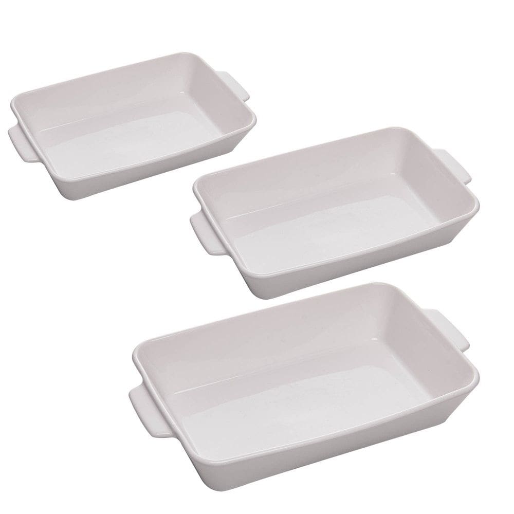 Conjunto 3 Refratárias com Alça de Porcelana Branca Basic Lyor