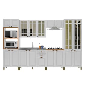 Cozinha Modulada Estilo Americana Com Vidro Reflecta Firenze Branco Indekes