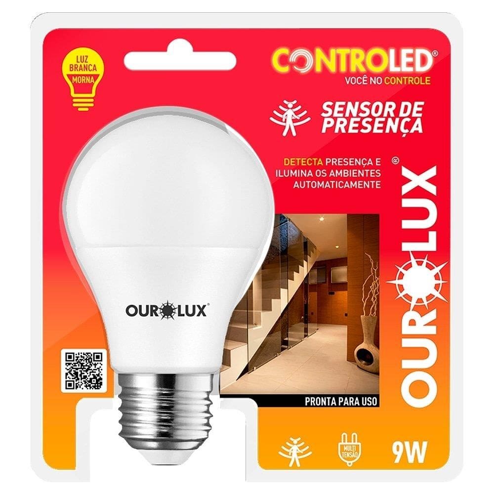 Lampada Inteligente Ourolux Controled Sensor De Presenca 9W 2,7K