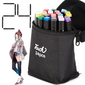Caneta Canetinhas 24 Cores Estojo Marcador Permanente Bolsa Alça Arte Desenho