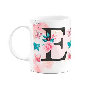 Caneca Butterfly - Inicial do nome letra E - 325ml