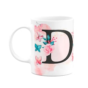 Caneca Butterfly - Inicial do nome letra D - 325ml