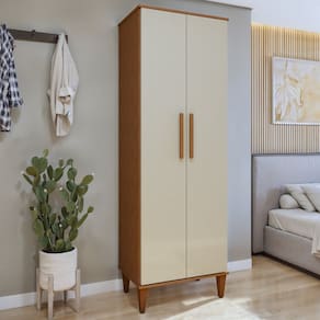 Multiuso 2 Portas 5 Prateleiras Aurora Marrom/Off White