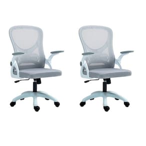 Kit com 2 Cadeira Escritório Diretor Office Columbus com Tela Mesh Cinza