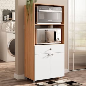 Armário para Cozinha 2 Portas Âmbar Branco / Freijó