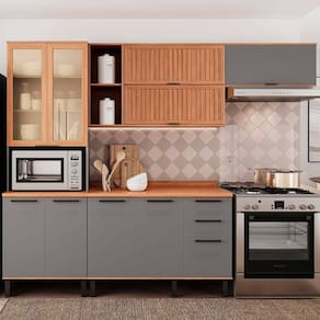 Cozinha Completa 4 Peças 217cm X 270cm Castanha Cinza / Freijó