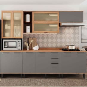 Cozinha Completa 5 Peças 217cm X 270cm Castanha Cinza / Freijó