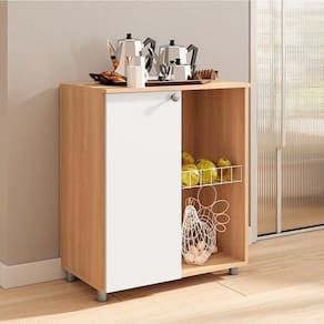 Balcão para Cozinha Fruteira 1 Porta Âmbar Branco / Freijó
