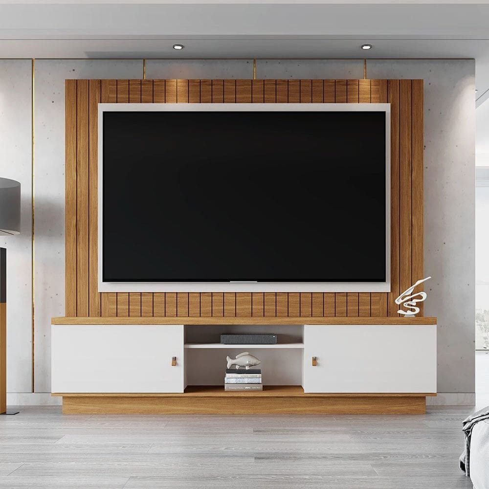 Estante para Tv 70 Polegadas Santos Off White / Amendoa