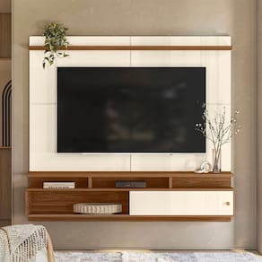 Painel para Tv 70 Polegadas Suspenso Morretes Off White / Amendoa