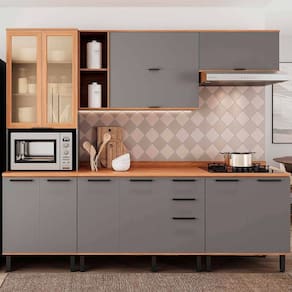 Cozinha Completa 5 Peças 217cm X 270cm Castanha Cinza / Freijó