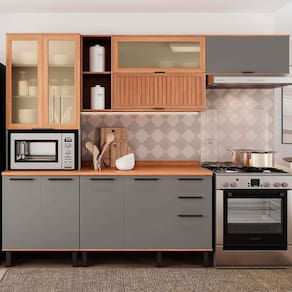 Cozinha Completa 4 Peças 217cm X 270cm Castanha Cinza / Freijó