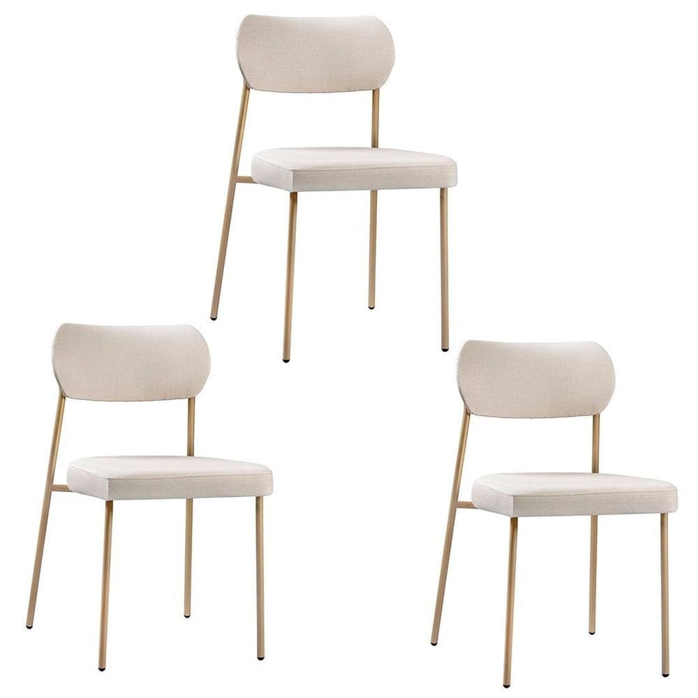 Cadeiras para Sala de Jantar 3 Unidades Lavínia Marrom / Champanhe