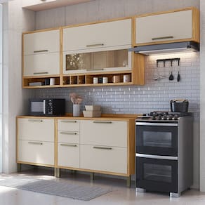 Cozinha Completa 5 Peças Vicenza Espresso Móveis Amêndoa/Off White