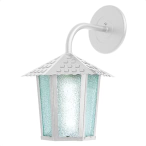 Arandela Colonial Sextavada Vidro Pontilhado E27 Bivolt Branco