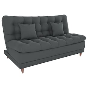 Sofa Cama 2 Lugares 185 cm Duda Veludo Light B250 Cinza Milani Store