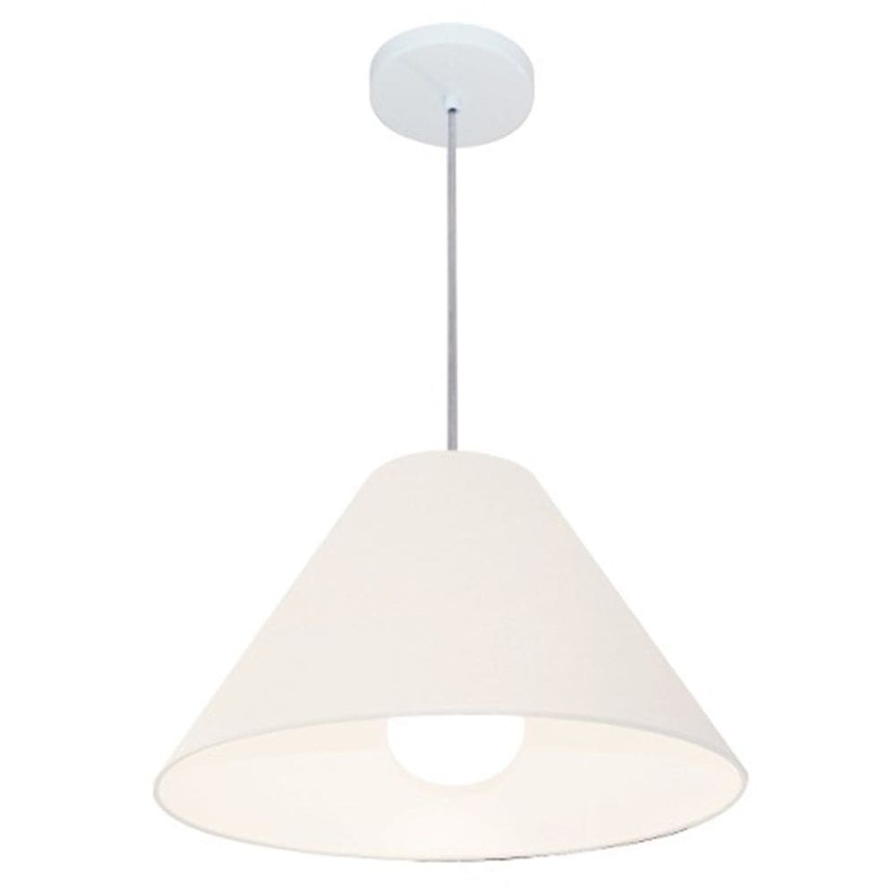 Lustre Pendente Cone Md-4078 Cúpula em Tecido 25/40x15cm Branco - Bivolt
