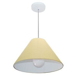 Lustre Pendente Cone Md-4078 Cúpula em Tecido 25/40x15cm Algodão Crú - Bivolt