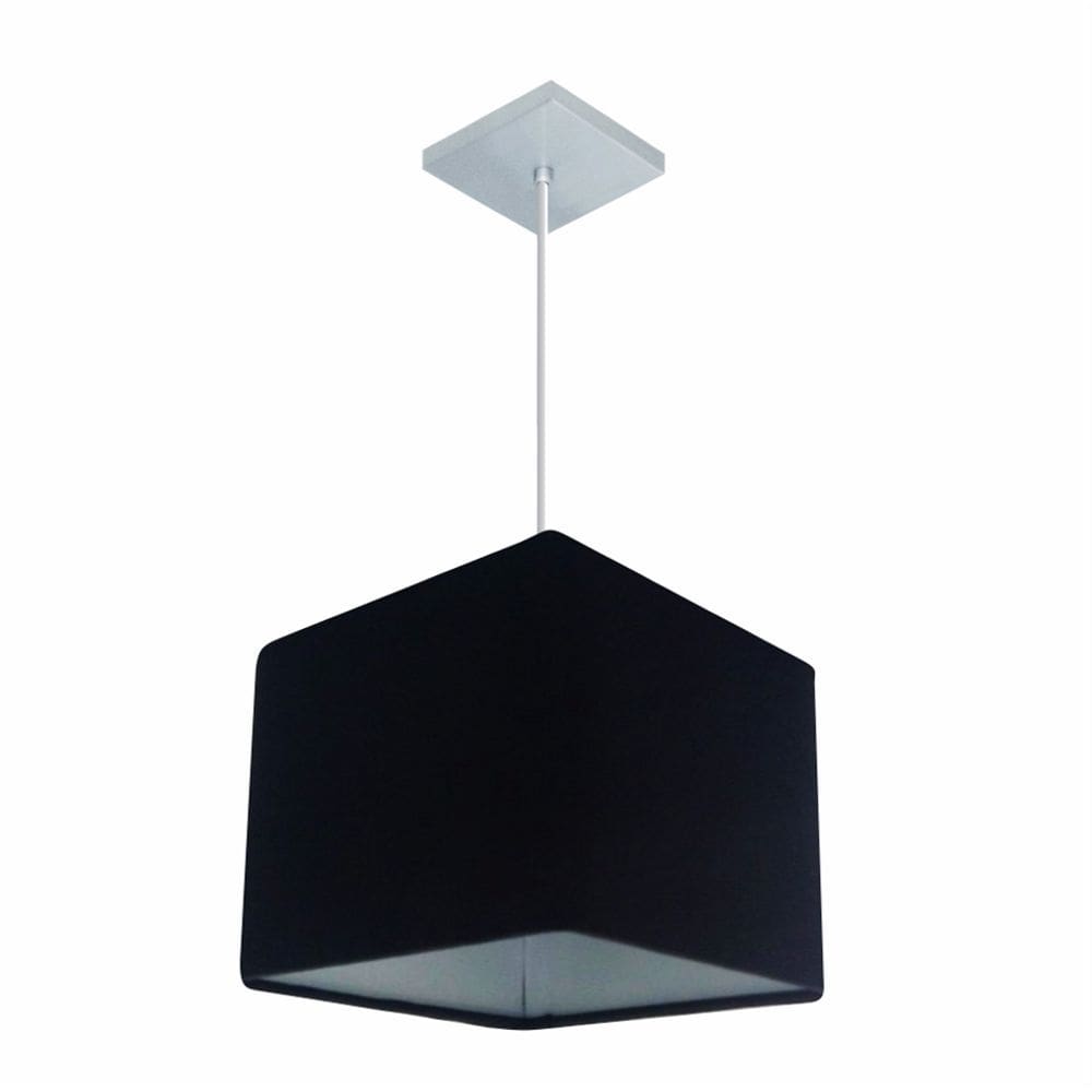 Lustre Pendente Quadrado Md-4058 Cúpula em Tecido 21/25x25cm Preto - Bivolt