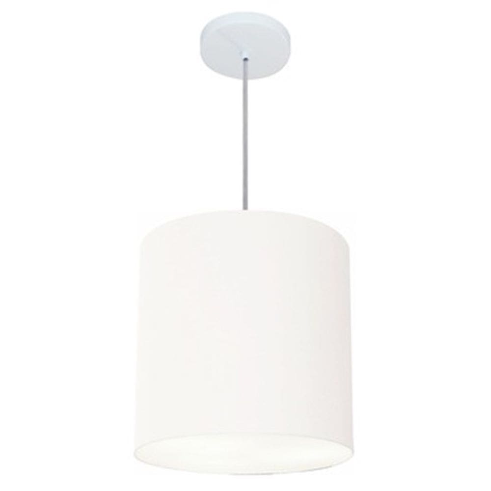 Lustre Pendente Cilíndrico Md-4036 Cúpula em Tecido 30x31cm Branco - Bivolt