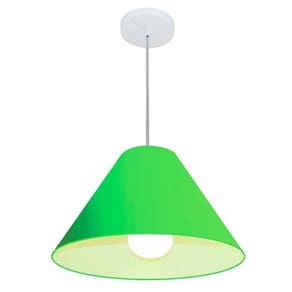 Lustre Pendente Cone Md-4078 Cúpula em Tecido 25/40x15cm Verde Limão - Bivolt