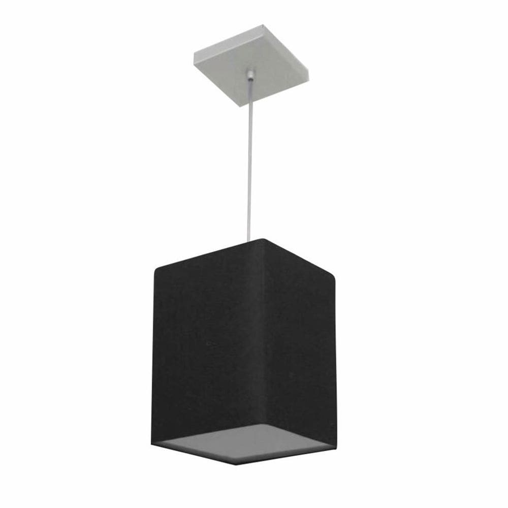 Lustre Pendente Quadrado Md-4007 Cúpula em Tecido 25/16x16cm Preto - Bivolt