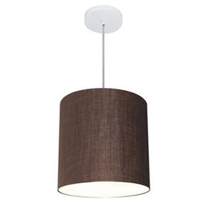 Lustre Pendente Cilíndrico Md-4036 Cúpula em Tecido 30x31cm Café - Bivolt