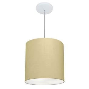 Lustre Pendente Cilíndrico Md-4036 Cúpula em Tecido 30x31cm Algodão Crú - Bivolt