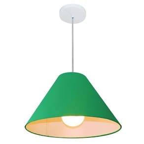 Lustre Pendente Cone Md-4078 Cúpula em Tecido 25/40x15cm Verde Folha - Bivolt