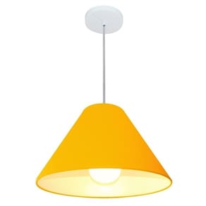 Lustre Pendente Cone Md-4078 Cúpula em Tecido 25/40x15cm Laranja - Bivolt