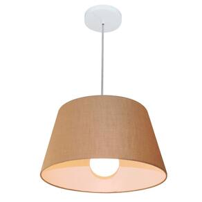 Lustre Pendente Cone Md-4039 Cúpula em Tecido 21/40x30cm Palha - Bivolt