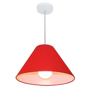 Lustre Pendente Cone Md-4078 Cúpula em Tecido 25/40x15cm  Vermelho - Bivolt