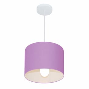 Lustre Pendente Cilíndrico Md-4054 Cúpula em Tecido 30x21cm Lilás - Bivolt