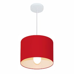 Lustre Pendente Cilíndrico Md-4054 Cúpula em Tecido 30x21cm Bordo - Bivolt