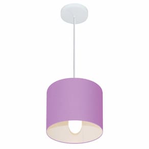 Lustre Pendente Cilíndrico Md-4046 Cúpula em Tecido 18x18cm Lilás - Bivolt
