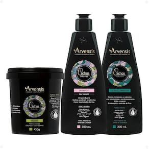 Kit Arvensis Cachos Naturais Cabelos Crespos e Crespíssimos: Shampoo 300ml, Condicionador 300ml e Máscara 450g