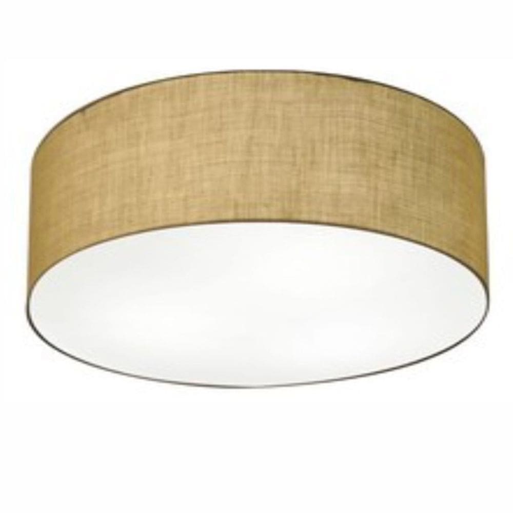 Plafon Cilíndrico Md-3006 Cúpula em Tecido 60x15cm Palha - Bivolt
