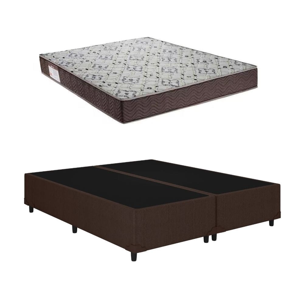 Cama Base Box Queen Bipartido Marrom Colchão ISO 150 D45 - Ortobom
