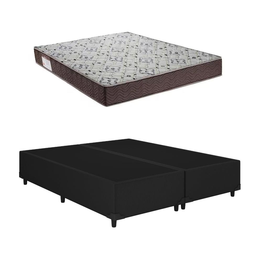 Cama Base Box Queen Bipartido Preto Colchão ISO 150 D45 - Ortobom