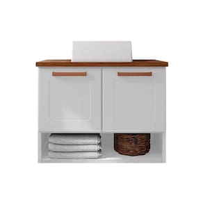 Balcão Gabinete Com Cuba Para Banheiro Nicho 2 Portas Branco - Bertolini