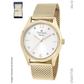 Relógio Champion Dourado Kit Cn25770E Feminino