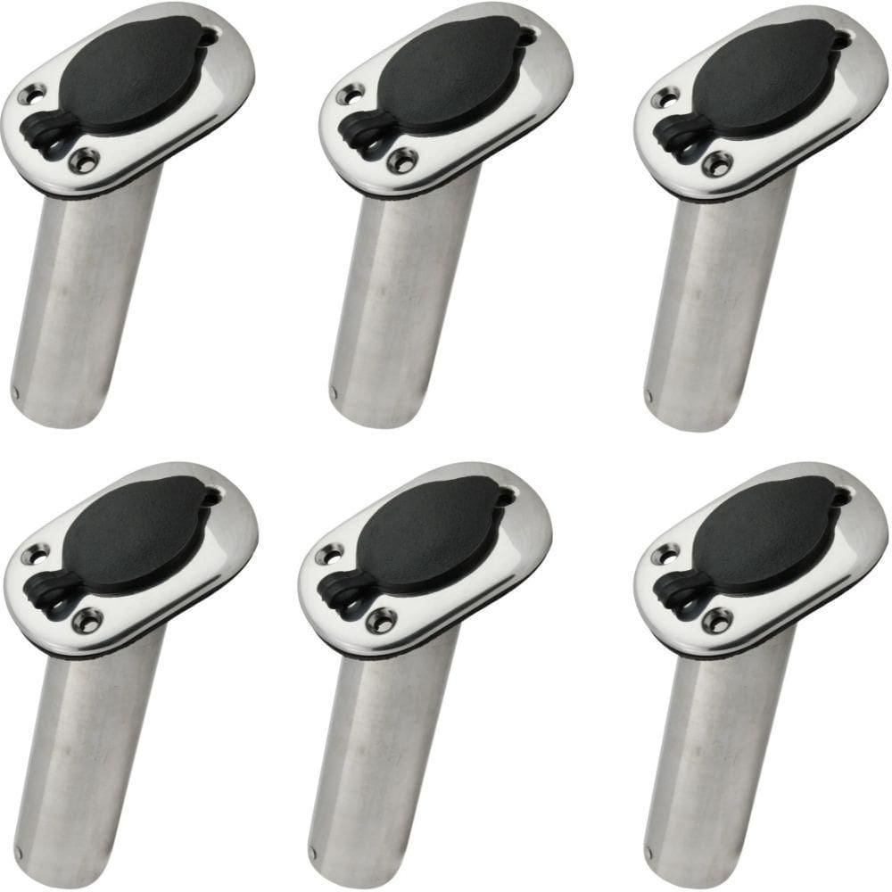 Kit 6 Porta Caniço Inox Inclinado Com Tampa Em Nylon