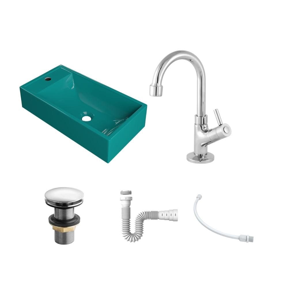 Kit Cuba RL545 C/Torneira 1198 Metal + Válvula Click 1``G + Sifão Pvc + Flexível