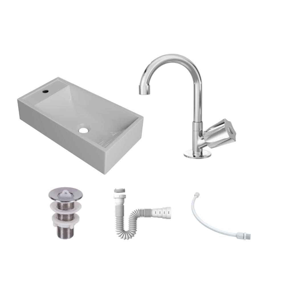 Kit Cuba RL545 C/Torneira C50 e Válvula 1`` ABS + Sifão Pvc + Flexível