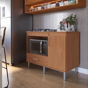 Balcão Para Cooktop 1,05m 5 Bocas 1 Nicho Com 1 Porta E Gaveta Turim